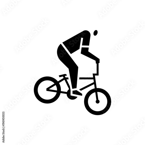 Playing BMX glyph icon. BMX freestyle illustration.