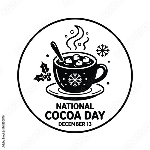 National Cocoa Day Badge with Hot Chocolate Mug