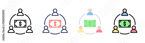 Crowdfunding icon sheet multiple style collection