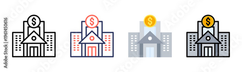 Bank  icon sheet multiple style collection