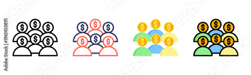 Crowd icon sheet multiple style collection