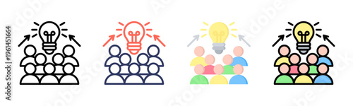 Crowdsourcing icon set multiple style collection