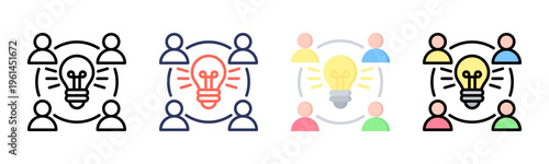 Crowdsourcing icon set multiple style collection