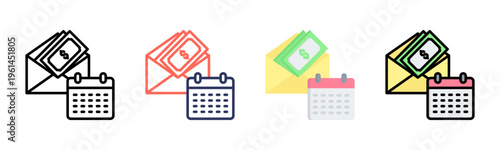 Salary icon set multiple style collection