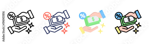 Commission icon set multiple style collection