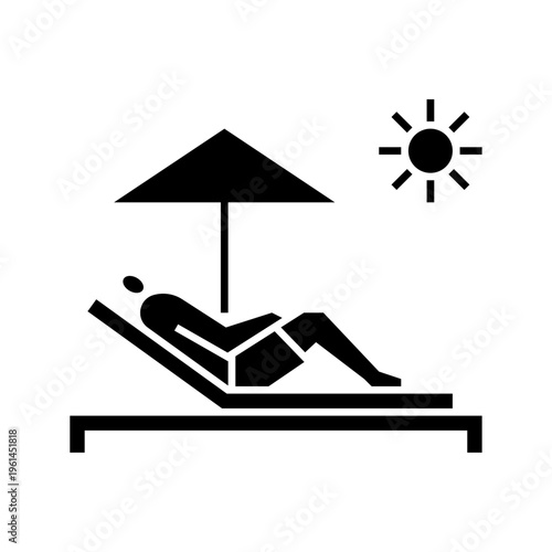 A man sunbathing glyph icon. sunbathing illustration