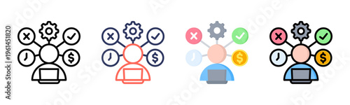 Multitasking icon set multiple style collection