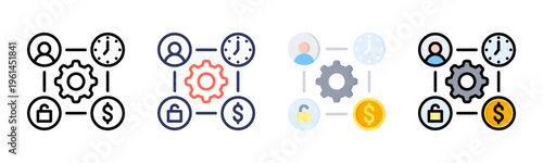 Gig Economy icon set multiple style collection