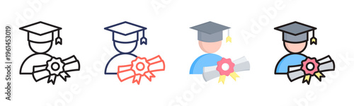 Scholarship icon sheet multiple style collection