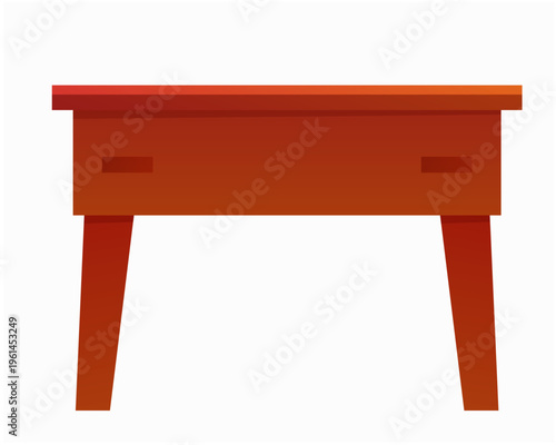 Classic Brown Wooden Desk or Table Illustration Isolated on White Background