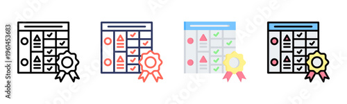 Rubric icon sheet multiple style collection