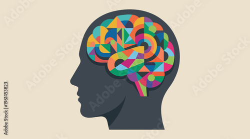 Brain Inside Human Head Profile View.