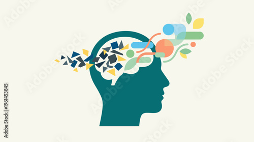 Brain with colorful creative thoughts.