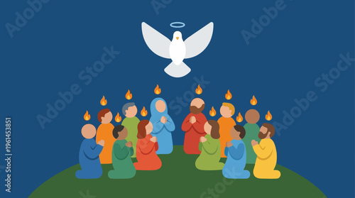 People Kneeling in Prayer Together.