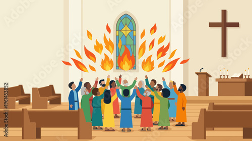 People in a church praying together.