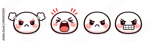 Angry emoticon faces showing various angry expressions in row