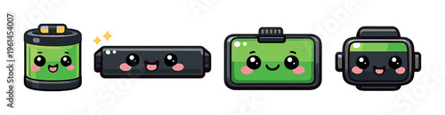 Assorted battery modules and packs displayed on gray background