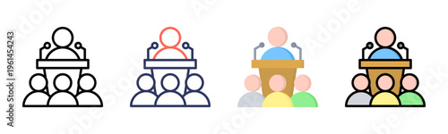 Public Speaking icon sheet multiple style collection