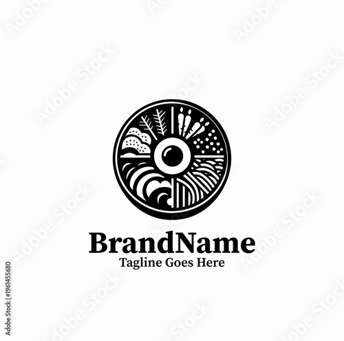 Bibimbap Bowl Top View Silhouette Korean Food Icon Logo