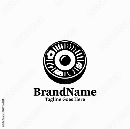 Bibimbap Bowl Top View Silhouette Korean Food Icon Logo