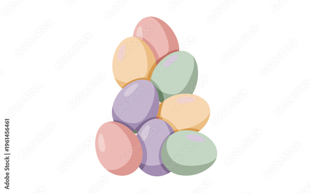 Obraz premium A colorful pile of Easter eggs arranged against a soft backdrop.