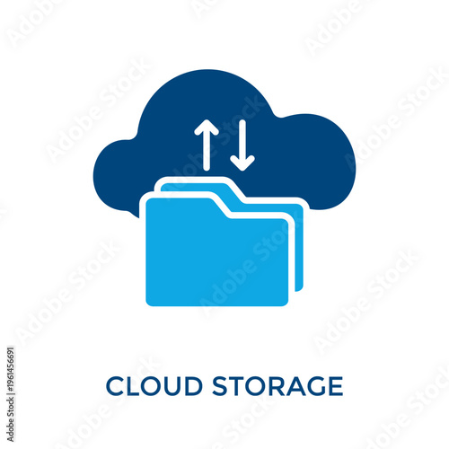 Cloud Storage Icon Dual Tone Style. Vector Illustration For Graphic Design