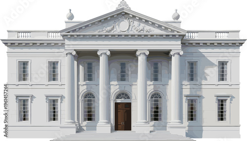 Traditional gothic church building vector illustration featuring a tall steeple bell tower and arched windows on a clean white background