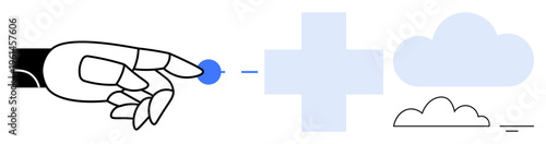 Artificial intelligence concept. Robotic hand connecting with digital symbols and cloud highlighting artificial intelligence, its role in technology, innovation, and future possibilities. Ideal