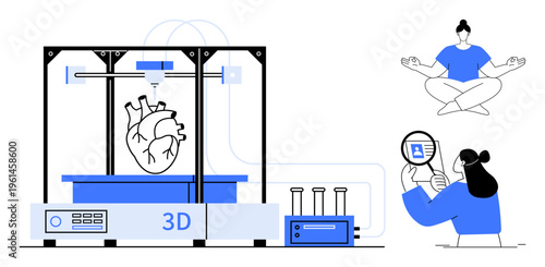 3D printing concept. 3D printing creates a human heart model ideal for medical innovation and research. 3D printing revolutionizes healthcare and technology. For healthcare, education, biotech