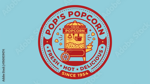 Pops Popcorn Logo - Fresh, Hot, and Delicious Since 1954.