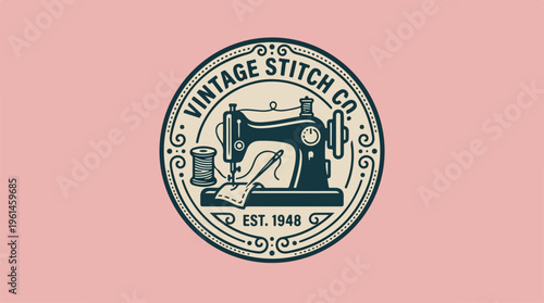 Vintage Stitch Co. Logo - A Classic Emblem of Craftsmanship and Heritage.