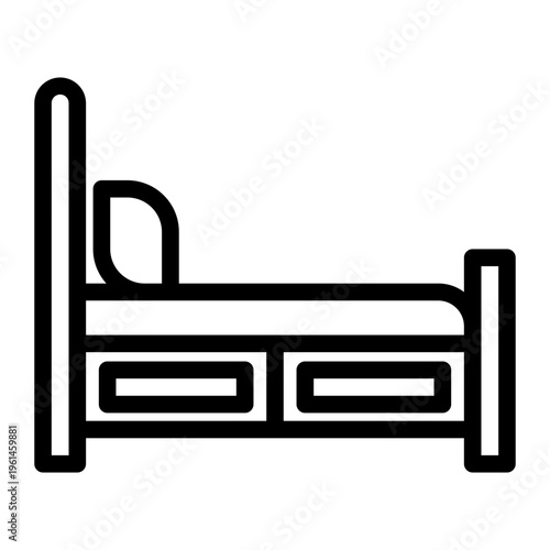 Under Bed Storage Organizer Vector Illustration - Space Saving Bedroom Organization Solution line icon
