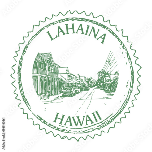 Lahaina Maui Hawaii Historic Village Travel Passport Cancellation Stamp Postmark