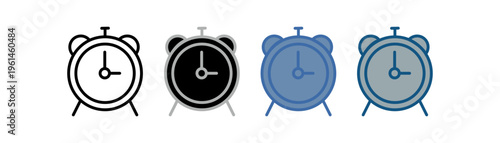 
alarm icon set multiple style collection with clock design
