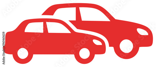 Two Red Car Icons Transportation and Automotive Symbolism.
