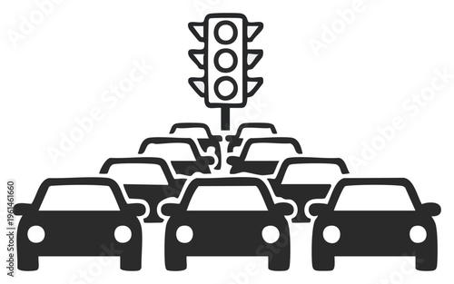 Traffic Congestion at a Red Light Cars Waiting at Intersection.