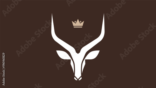 Stylized antelope head icon on brown background