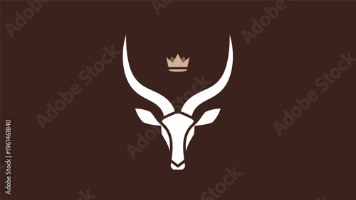 Stylized antelope head with crown logo