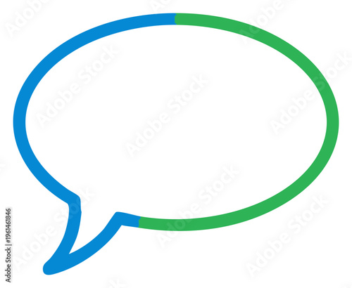 Speech Bubble Icon with Blue and Green Outline for Communication.