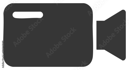 Simple Dark Gray Video Camera Icon Depicting Recording and Filming Functionality.