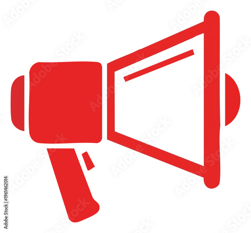 Red Megaphone Icon Amplifying Messages and Announcements with Bold Visual Communication.