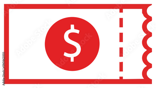 Red Coupon with Dollar Sign A Symbol of Savings and Discounts.