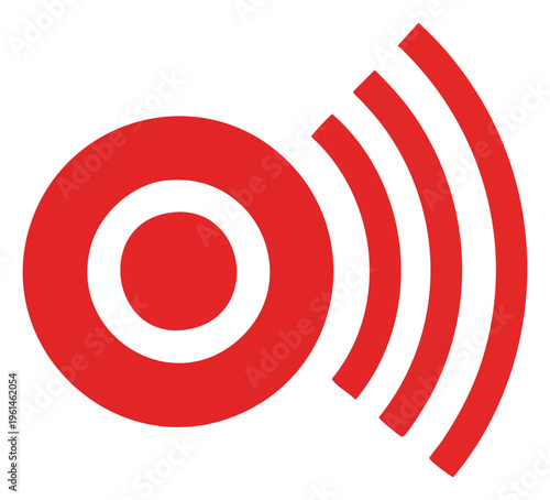 Red Circle with Emanating Waves A Symbol of Communication and Connection.