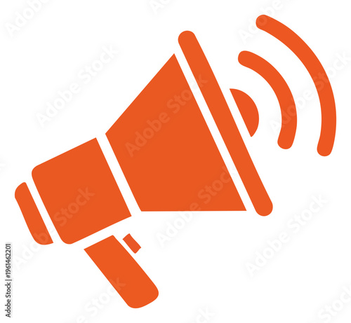 Orange Megaphone Icon with Sound Waves for Announcements and Communication 1.