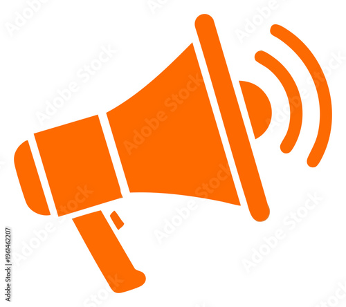Orange Megaphone Icon Announcing News and Important Information.