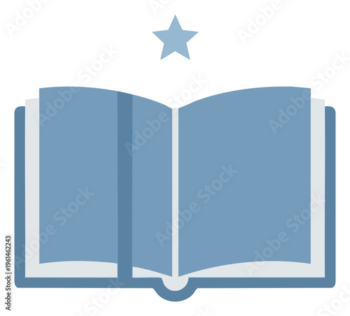 Open Book with Star Above Symbolizing Knowledge Learning and Academic Achievement.