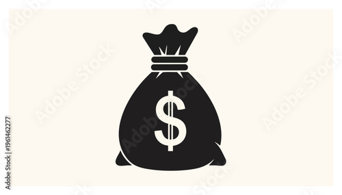 Money Bag Icon Symbol of Wealth Savings and Financial Success.