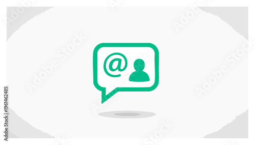 Green Social Media Communication Icon with Person and At Symbol.