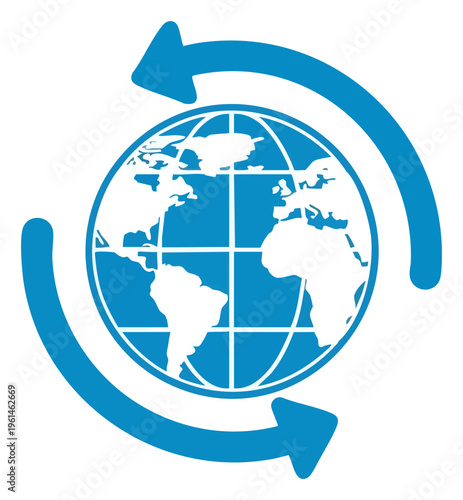 Global Exchange Symbol Arrows Circulating the World Representing International Trade.