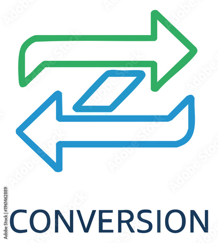 Conversion Arrows Green and Blue Directional Exchange Illustration.